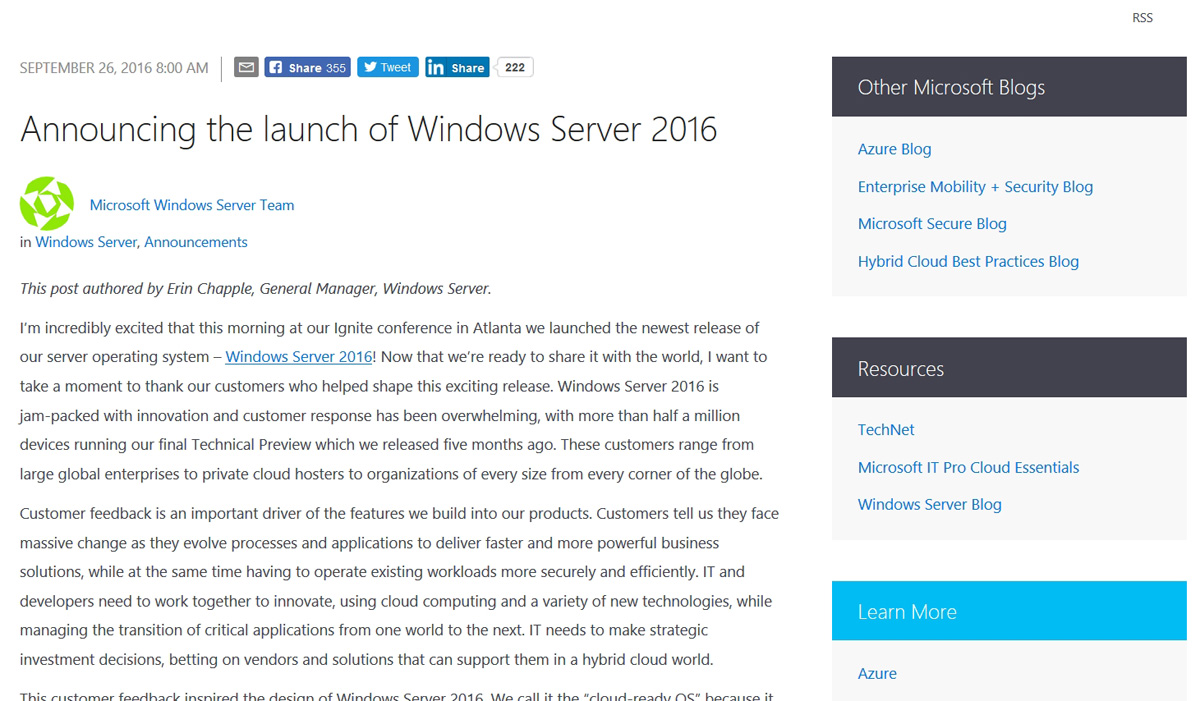 Windows Server 16を発表 10月中旬にも一般提供開始か クラウド Watch