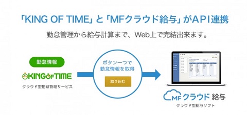 Mfクラウド給与 と King Of Time がapi連携 勤怠管理から給与計算までクラウド上で完結 クラウド Watch