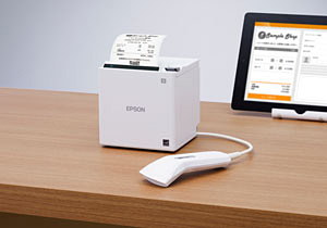 エプソンのレシートプリンター「TM-m30」、ハンディースキャナー