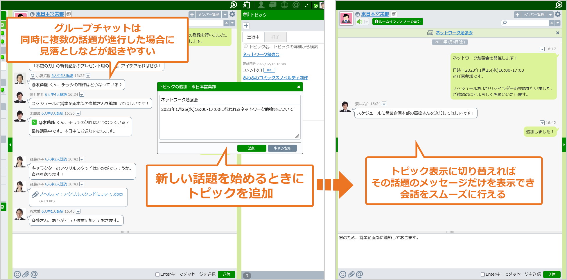 たち様　お買取確定に向けてチャットやりとり中 ネオジャパンのビジネスチャット「ChatLuck V5.5」、チャット内の会話
