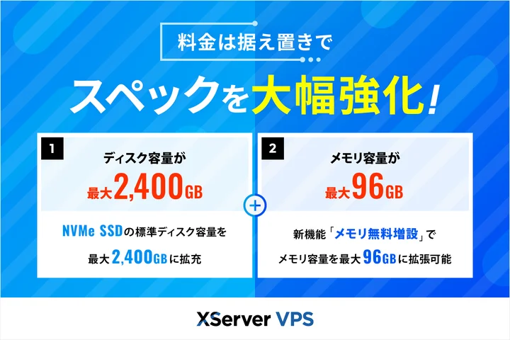 最新Win10 リカバリ済み　大容量 エックスサーバー、「XServer VPS」のディスク容量拡大とメモリ