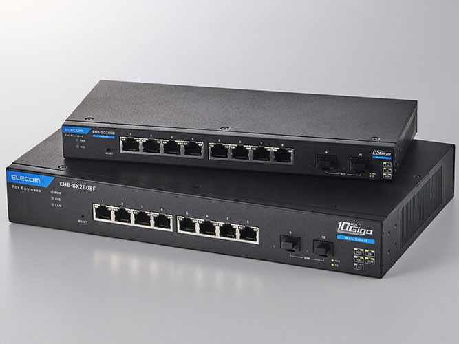 【ほぼ未使用】ELECOM EHB-SX2A08F 8ポート 10G レイヤー2 10Gマルチギガ対応 Webスマートスイッチ - EHB-SX2A08F
